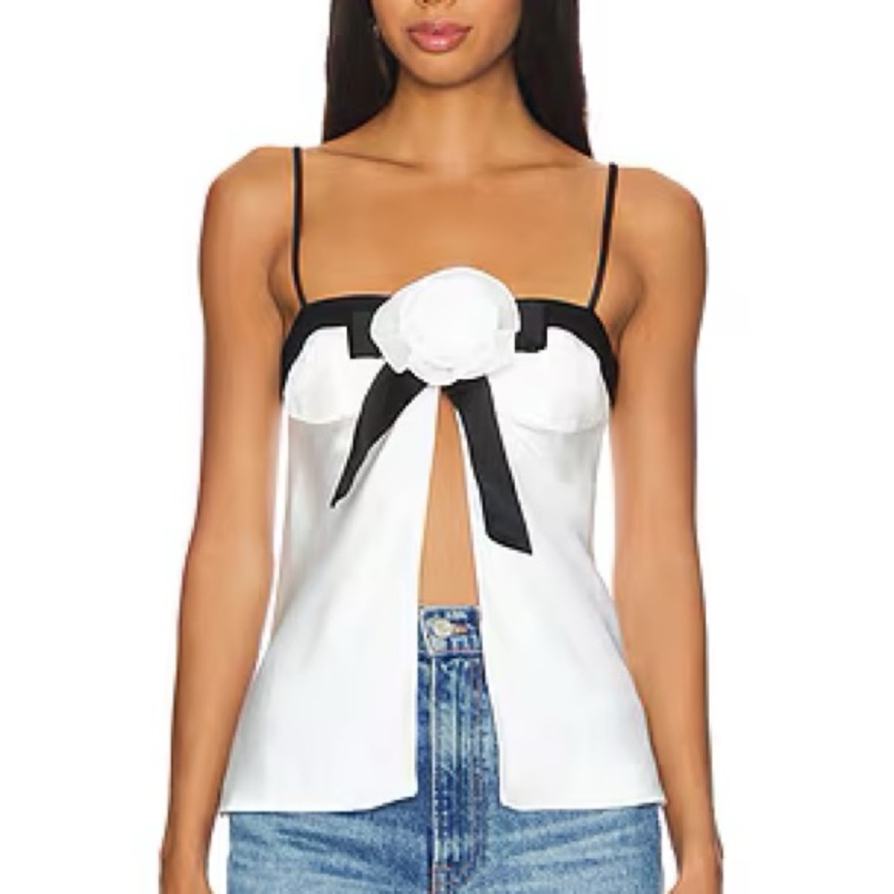 MAJORELLE White and Black Cut Out Front Camisole Final Price